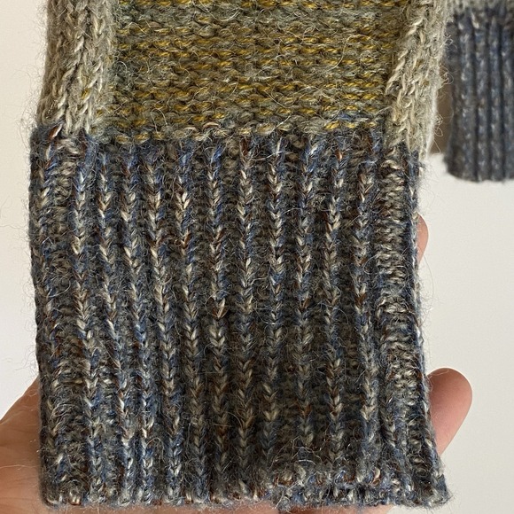 Vintage Fiume Sweater Womens 46 Gray Brown Wool Alpaca Colorblock Pullover Italy - Picture 6 of 16